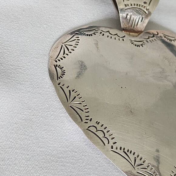 Vintage Taxco Mexico 925 Sterling Silver Heart Pendant Large 3.5" TL-83 24g - Picture 8 of 11